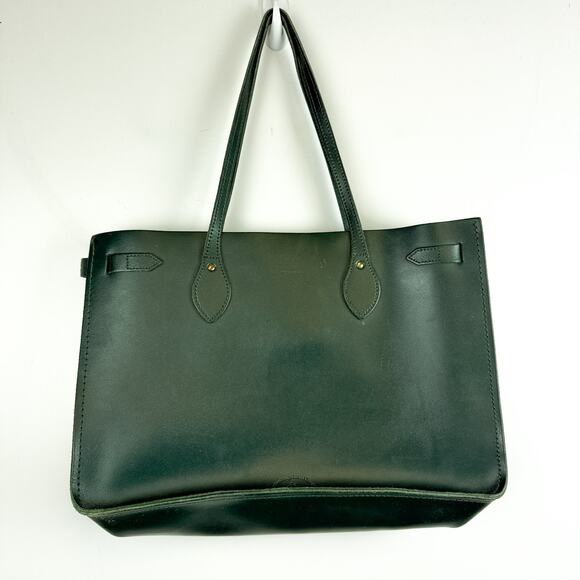 The Cambridge Satchel Company Tote Bag Leather in Racing Green Gold “AK” - Picture 5 of 13